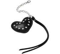 CALFOVERA Charm de Corazón de Cuero Sintético, Llavero de Bolso Estilo Punk con Tachuelas, Estilo Gótico Y2K, Bolso Negro, Charms de Cadena de Metal, Bolsos, Mochilas, Bolsos Tote, Accesorios