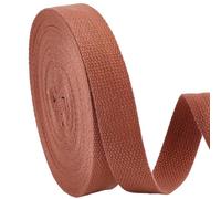 CALFOVERA Cinta de Poliéster de 11 m X 2.5cm, Tejido de Sarga, Color Marrón. Ideal para Manualidades, Asas de Bolsos, Bolsos de Mano, Cinturones Y Costura.