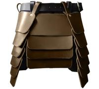 CALFOVERA Cinturón Ancho Vikingo con Armadura de Caballero Mercenario, Falda Medieval Retro de Tres Lados, de Cuero Sintético con Hebilla Ancha para LARP, Cosplay, Disfraz, Fiesta de Maquillaje