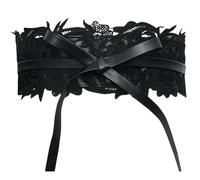 CALFOVERA Cinturón de Cuero Sintético con Lazo para Mujer, Cinturón Tipo Obi con Lazo Ancho, Ajustable, Estilo Bohemio, para Vestidos, Faldas Y Camisas (Negro)