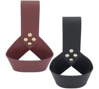 CALFOVERA Cinturón de Cuero Sintético Medieval para Espada, Funda de Cuero Renacentista con Forma de Anillo Redondo, Vaina de Rana Vikinga, Color Negro Y Marrón, para Adultos, Hombres, LARP, Disfraz