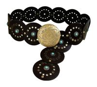 CALFOVERA Cinturón Vaquero de Piel Sintética Estilo Bohemio, Estilo Vaquero Vintage, Ancho, Ajustable, Estilo Occidental, con Hebilla de Metal, para Vaqueros, Vestidos Y Faldas, 113cm X 9cm