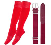 CALFOVERA Conjunto de Cinturón Y Calcetines de Béisbol Elásticos, Color Sólido, para Deportes de Élite, hasta la Rodilla, de Poliéster Y Cuero Sintético, Ajustables, con Cierre de Aleación