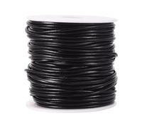 CALFOVERA Cordón de Cuero Genuino de Vaca de 27.43 m para Hacer Joyas, Cordón de Cuero Auténtico Redondo Negro de 2mm, Cuerda Trenzada, Carrete de Hilo para Crear Collares, Pulseras, Abalorios.