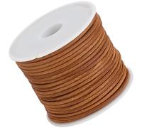 CALFOVERA Cordón de Cuero Genuino Redondo de 5 m X 2mm, Cordón de Cuero Vacuno, Cordón de Encaje, Tira de Hilo Trenzado de Cuero Auténtico con Bolsas de Regalo de Organza para Hacer Joyas