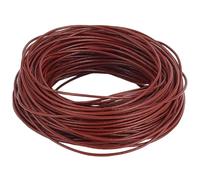 CALFOVERA Cordón Redondo de Piel de Vacuno Auténtica de 20 m X 1mm para Bisutería, Color Rojo Oscuro. Cordón de Cuero Auténtico, Cordón Trenzado, Tira de Cuero con Bolsitas de Organza