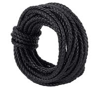 CALFOVERA Cordón Trenzado Redondo de Cuero Sintético de 5 m para Hacer Joyas, Cordón de Bolo de Cuero Negro de 3mm, Tira Trenzada Doblada para Crear Collares Y Pulseras.