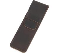 CALFOVERA Estuche de Cuero Genuino para Bolígrafos, Marrón Oscuro, para Oficina, para Guardar Varios Lápices, Portátil, Hecho A Mano, de Cuero de Caballo Loco, Funda Protectora para Pluma