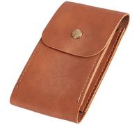 CALFOVERA Estuche de Cuero Sintético Marrón para Naipes, Estuche para Naipes de Una Sola Baraja, Estuche Multiusos, Compatible con Billetera con Cierre A Presión para Póker, Bridge, Juegos de Mesa