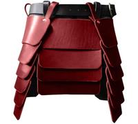 CALFOVERA Falda de Caballero Mercenario de Cuero Sintético, Estilo Retro, con Armadura de Tres Lados para el Muslo, Estilo Vikingo Medieval, con Cinturón Ancho Y Hebilla Ancha para Larp