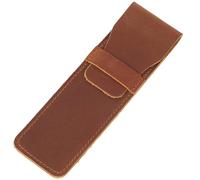 CALFOVERA Funda Protectora Portátil de Cuero Genuino para Bolígrafo, Estuche para Guardar Varios Lápices de Oficina, Hecho A Mano, de Cuero Marrón de Caballo Loco, Estuche para Pluma Estilográfica