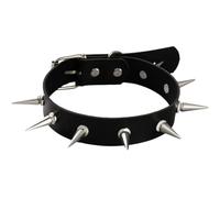 CALFOVERA Gargantilla Gótica con Remaches Y Tachuelas de Cuero Sintético Negro, Collar Circular Corto, Ajustable, Ancho, Estilo Punk Rock, con Cierre para Bisutería, Regalo de Fiesta de Halloween.