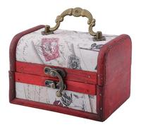 CALFOVERA Mini Joyero Vintage de Madera, Cofre del Tesoro Pirata Retro, Pequeño Cofre Decorativo Europeo de Cuero Sintético con Asa para Joyas, Perlas, Abalorios, Regalos de Cumpleaños.