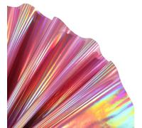 CALFOVERA Rollo de Tela de Vinilo Holográfica de 1.35 × 0.3 m, Iridiscente, Reflectante, de Cuero Sintético, Lámina de Tela de Cuero Holográfico con Efecto Espejo para Coser Pendientes(Rosa Perla)