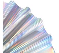 CALFOVERA Rollo de Tela de Vinilo Holográfico de Cuero Sintético Iridiscente de 1.35 × 0.3 m, Lámina de Cuero Reflectante Holográfico para Coser Pendientes, Bolsos, Carteras Y Hacer Lazos (Plateado)