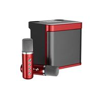 CALIBAN Family K Song - Juego de altavoces Bluetooth para cantar karaoke, audio Bluetooth, micrófono inalámbrico en 1, sonido duradero, fácil de usar, rojo