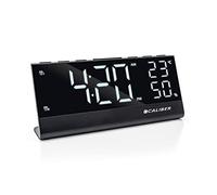 Caliber Radio Despertador - Radio FM - Despertador Digital - Reloj de Alarma - Negro - Pantalla LED Regulable - Medidor de Temperatura y Humedad