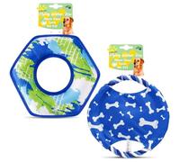 Calibonbon Juego de discos voladores para perros | Frisbee flotante duradero + disco volador de cuerda | Juguetes de entrenamiento interactivos para interiores y exteriores | para perros pequeños y