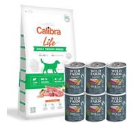 Calibra Dog Life Adulto Mediano Cordero 12kg & WILD FARM Superfood Duck 6x400g alimento para perros sin cereales