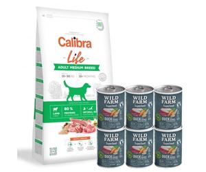 Calibra Dog Life Adulto Mediano Cordero 12kg & WILD FARM Superfood Duck 6x400g alimento para perros sin cereales