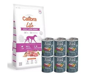 Calibra Dog Life Adulto Razas Grandes Cordero 12kg & WILD FARM Superfood Duck 6x400g alimento para perros sin cereales