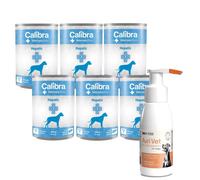 Calibra Veterinary Diets Perro Hepático 6x400g & Producto para el cuidado de los oídos de perros 75 ml