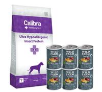 Calibra Veterinary Diets Perro Ultra Hipoalergénico Proteína de Insecto 12kg & WILD FARM Superfood Beef 6x400g alimento para perros sin cereales