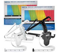 Calibrador de grasa corporal y cinta métrica para el cuerpo Paquete de 2 calibradores de pliegues cutáneos y herramientas de cinta métrica de grasa corporal para medir con precisión el blanco y negro