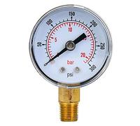Calibrador de presión hidráulico, herramienta de medición Conexión inferior BSPT de 1/8 pulgadas para medición de agua, aceite y aire (0-300psi / 0-20bar)