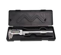 Calibrador digital de acero inoxidable con vernier, herramienta de medición digital de alta precisión ±0,02 mm con pantalla LED clara, rango de 0 a 150 mm para uso en el hogar y el (Plata)
