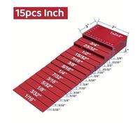 Calibrador Digital, Juego de bloques patrón 9/15 piezas, bloque aluminio con altura métrica/pulgada, barras configuración, prueba portátil, herramienta medición(15pcs Red Inch)