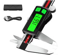 Calibrador electrónico Vernier de acero inoxidable recargable tipo C de carga con pantalla grande y apagado automático, medidor de alta precisión para ingeniería de carpintería (0-200 mm)