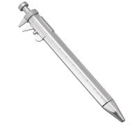 Calibrador Vernier 2 en 1 y bolígrafo de punta redonda para medición precisa de objetos mientras se escribe en casa o en el taller, estilo de tinta negra (recarga azul)