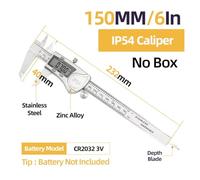 Calibrador Vernier con calibradores de Dial medidor, calibre Metal, regla micrométrica, calibrador, acero inoxidable, herramientas medición profundidad procesos industriales(IP54 Caliper)
