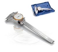 Calibre Con Dial, 150mm/0,02mm Pie De Rey Analogico De Reloj Calibrador De Esfera Acero Inoxidable, Dial Caliper Calibre Pie De Rey A Prueba De Golpes Para Mediciones Internas,Externas, Profundidad