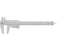 Calibre pie de rey monobloc DIN 862, precisión de 0.01 mm, acabados en acero, ideal para medir dimensiones internas y externas.