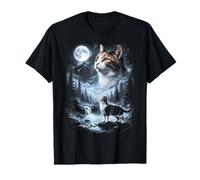 Calico Cat Aullando a la Luna 90's Retro Camiseta