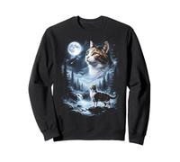 Calico Cat Aullando a la Luna 90's Retro Sudadera
