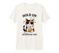 Calico Cat Overthinking - Diseño de café Helado Camiseta Premium