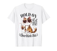 Calico Cat se aferra a Pensar Demasiado en Este Amante del café Camiseta