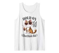 Calico Cat se aferra a Pensar Demasiado en Este Amante del café Camiseta sin Mangas