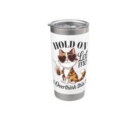 Calico Cat se aferra a pensar demasiado en este amante del café Vaso térmico de acero inoxidable de doble pared