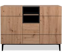 Calicosy Aparador 3 puertas 2 baldas 120 cm - acabado madera y negro