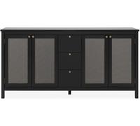 Calicosy Aparador 4 puertas y 3 cajones negro y enrejado l180 cm