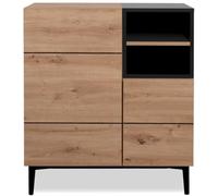 Calicosy Aparador alto 2 puertas 2 baldas 80 cm - acabado madera y negro