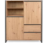 Calicosy Aparador alto 2 puertas 2 cajones 120 cm - acabado madera clara