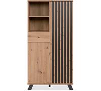 Calicosy Aparador alto de 2 puertas y 2 nichos h156 cm - efecto madera clara