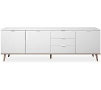 Calicosy Aparador bajo 3 puertas 2 estantes 3 cajones - l200 cm - blanco