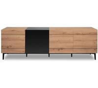 Calicosy Aparador bajo 4 puertas 200 cm - acabado madera y negro