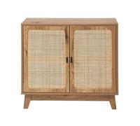 Calicosy Aparador de 2 puertas con listones de ratán, 80 cm de ancho - ALIA